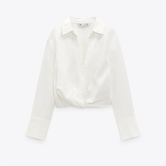 NWT Zara Pleated Linen Blend Blouse Small - Picture 2 of 3